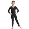 Yartina Girls One Piece Gymnastics Ballet Dance Leotard Long Sleeve Full Boby Unitard Bodysuit Black 3-4 view 1