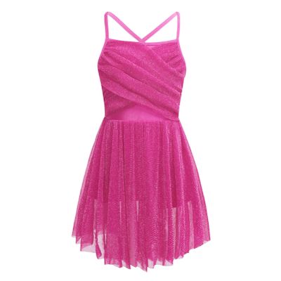 Alvivi Kids Girls Cross Back Camisole Ballet Leotard Tutu Dress Ballerina Lyrical Modern Dance wear Dancing Costume Rose A 6 Years