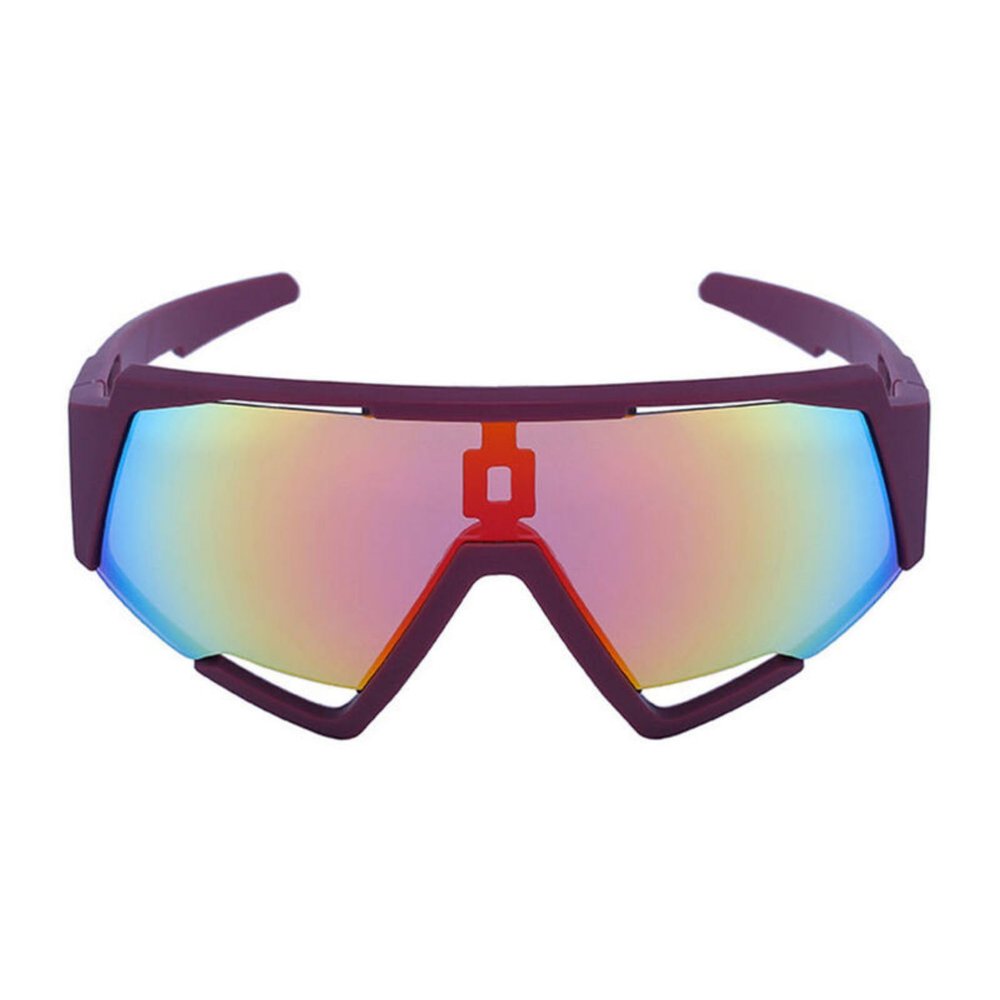 AOOLIA Trendy Geometric Cycling Sport Sunglasses, Driving Running Wraparound UV Protection Outdoor Shield Glasses for Women Men (Red)