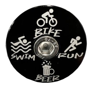 Triathlon Triathlete Race Multisport - Swim Bike Run Beer Bicycle Stem Top Cap (Pink)