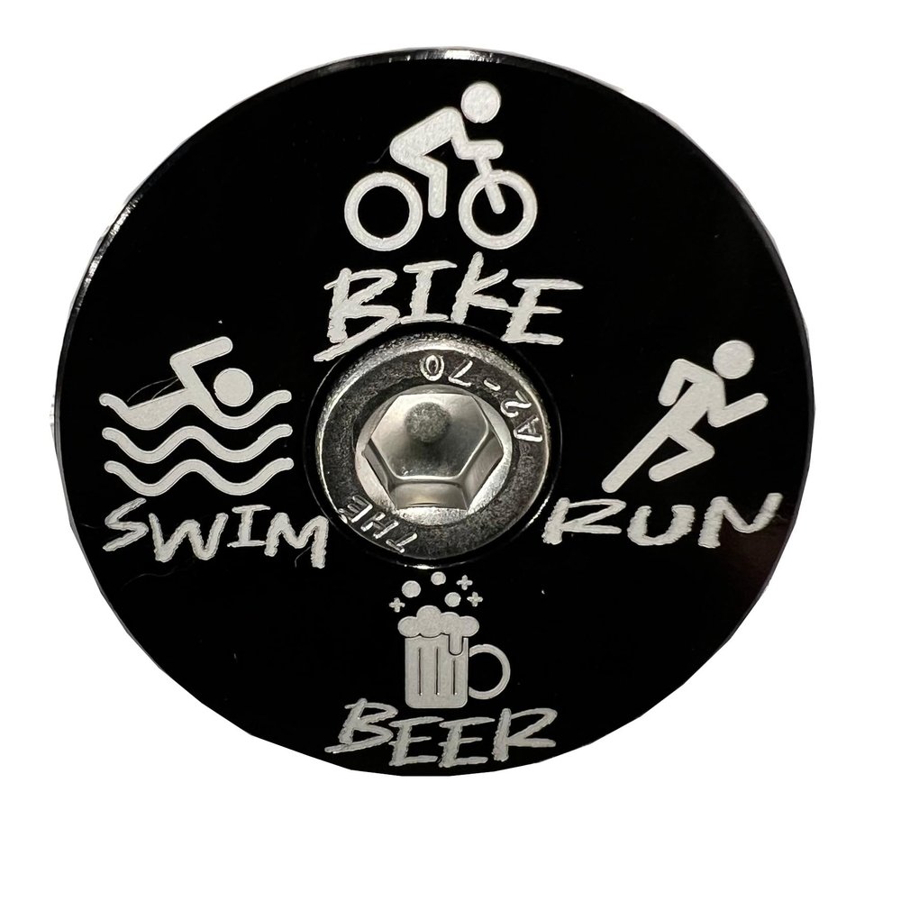 Triathlon Triathlete Race Multisport - Swim Bike Run Beer Bicycle Stem Top Cap (Pink)