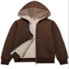 Flygo Unisex Boys Girls Fleece Jacket Hoodie Sherpa Lined Zip Up Hooded Sweatshirt Kids Winter Jackets(Brown-XS) view 1