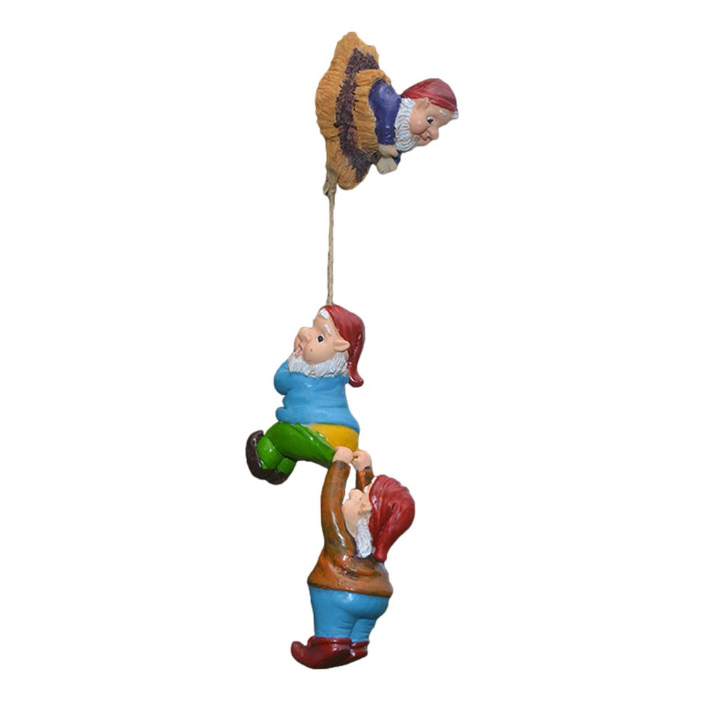JPSDOWS Climbing Statue Dwarfs Sculpture Art Dwarf Ornament Garden Fairy Rope Climbing Dwarf Climbing Tree Statue Tree Sculpture Outdoor Yard Art Dwarf