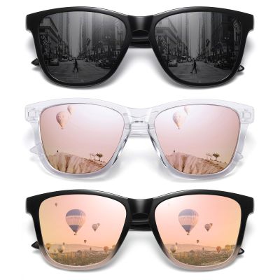 MEETSUN Polarized Sunglasses for Women Men Trendy Classic Retro Designer Style Fashion UV400 Protection 3 PACK Black Lens Rose Gold Pink Mirrored