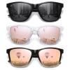 MEETSUN Polarized Sunglasses for Women Men Trendy Classic Retro Designer Style Fashion UV400 Protection 3 PACK Black Lens Rose Gold Pink Mirrored view 1