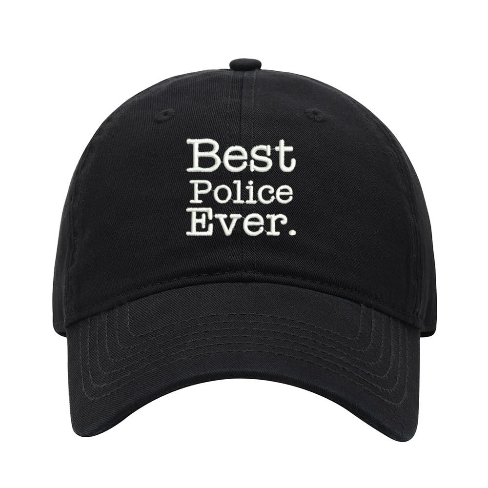 Baseball Cap Men Best Police Ever Embroidered Washed Cotton Dad Hat Baseball Caps (Black,7 5/8)