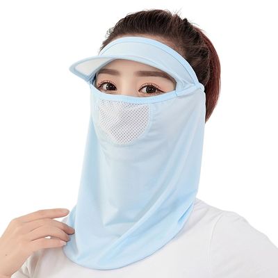 Face Cover Mask for Women Girls UV Protection Face Mask for Women Girls Sun Face Shield UV Protection for Teen Girls Full Face Covering for Women Girls Sun Protection Hat for Girls Women Blue