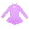 Alvivi Kids Girls Long Sleeves High Neck Figure Roller Ice Skating Mesh Dress Ballet Dance Gymnastics Leotard Tutu Skirt Lavender 8-10 Years view 3