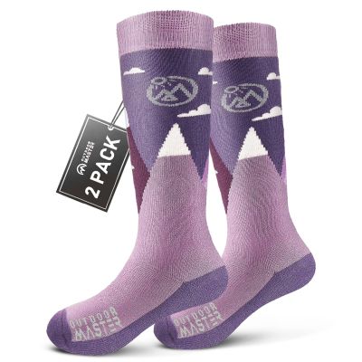 OutdoorMaster Merino Wool Ski Socks for Kids, Boys & Girls, Thermal Winter Warm Snowboarding Socks for Cold Weather