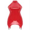 ACSUSS Sexy Womens Bodycon Mini Dresses with Metal Clips Sleeveless Latex Tank Dresses Rave Party Costume Red C XX-Large view 4