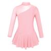 Alvivi Kids Girls Long Sleeves High Neck Figure Roller Ice Skating Mesh Dress Ballet Dance Gymnastics Leotard Tutu Skirt Pearl Pink 10-12 Years view 1