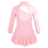 Alvivi Kids Girls Long Sleeves High Neck Figure Roller Ice Skating Mesh Dress Ballet Dance Gymnastics Leotard Tutu Skirt Pearl Pink 10-12 Years view 2
