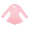Alvivi Kids Girls Long Sleeves High Neck Figure Roller Ice Skating Mesh Dress Ballet Dance Gymnastics Leotard Tutu Skirt Pearl Pink 10-12 Years view 3