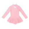 Alvivi Kids Girls Long Sleeves High Neck Figure Roller Ice Skating Mesh Dress Ballet Dance Gymnastics Leotard Tutu Skirt Pearl Pink 10-12 Years view 4