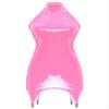 ACSUSS Sexy Womens Bodycon Mini Dresses with Metal Clips Sleeveless Latex Tank Dresses Rave Party Costume Pink C 4X-Large view 2