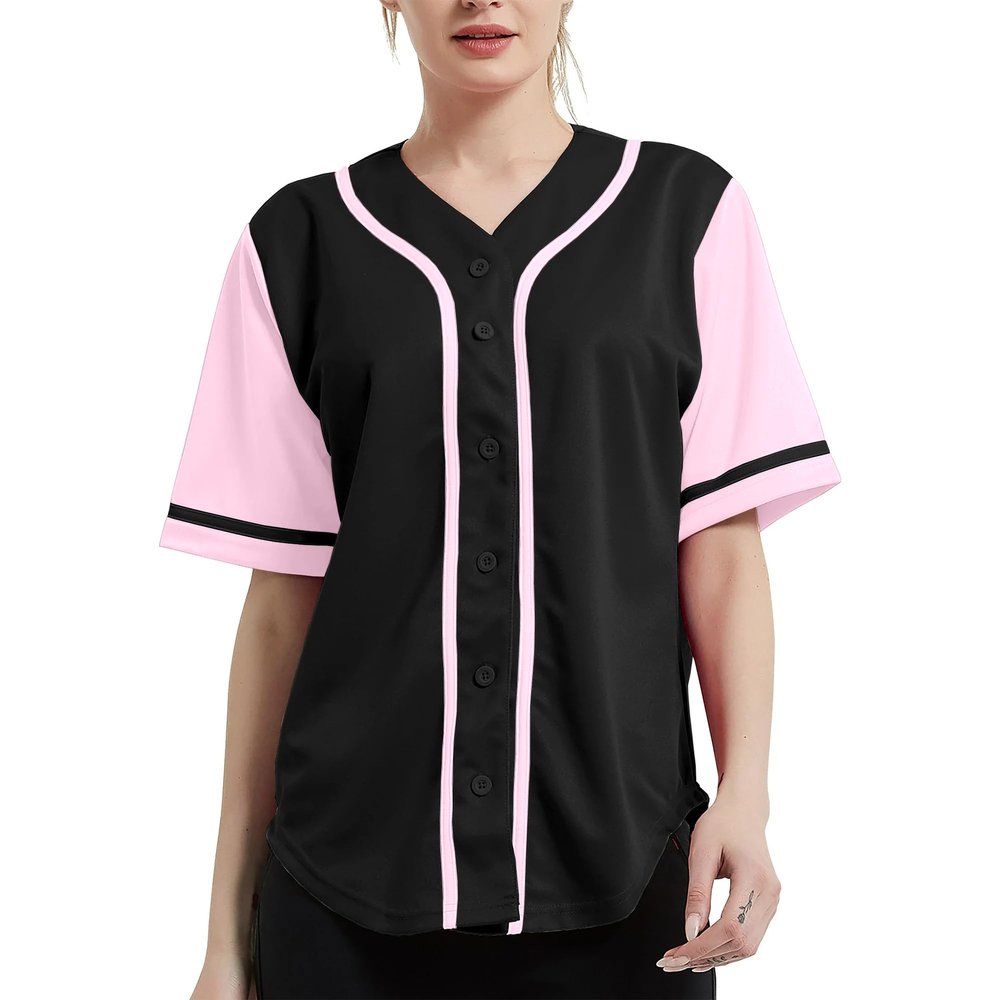 DIGITMON Women's Baseball Softball Jersey Button Down Premium Hip Hop T Shirts Uniform Blackpink, X-Large