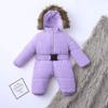 Newborn Baby Snowsuit Thick Outerwear Winter Warm Romper Boys Girls Bunting Hooded Down Jacket (Purple, 12-18 Months) view 3