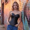 Kranchungel Womens Steampunk Leather Corset: Gothic PU Leather Corsets Top Halloween Costumes Photoshoot for Punk Enthusiast Medium Black view 2