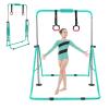 YEEGO DIRECT Gymnastics Bar for Kids with Rings and Pad, Folding Gymnastics Bars Horizontal Bar for Kids Ages 3-10, Expandable for Home Training Kids Gifts for Girls Boys(Green) view 1