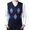 Rfmfkkg Mens Vest Casual Sweater Argyle Slim Fit V-Neck Sleeveless Pullover Casual Business Navy Vest Men XXXL 80-90 KG view 2
