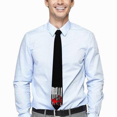 Bow Hunting American Flag Men's Tie Classic Slim Necktie Personalized Skinny Ties for Office Wedding Party