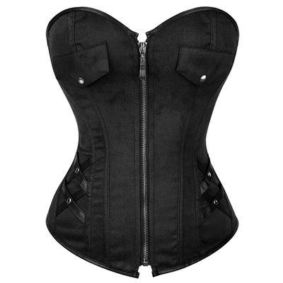 Kranchungel Corset Tops for Women: Plus Size Renaissance Corset - Lace up Bustier Shapewear Overbust Halloween Costumes for Renaissance Festival Photo Shoots 7X-Large Black