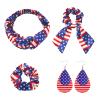 4th of July Patriotic Accessories Set for Women American Flag Headband Earrings Set Fourth of July Independence Day Party Accessories Outfits American Flag One Size view 1