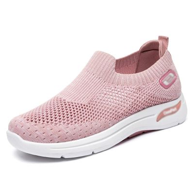 DHAEY Women's Orthopedic Sneakers Breathable with Arch Support Knit Casual Shoes Plantar Fasciitis Comfortable Fashion Sneaker Walking Shoes (Color : Pink, Size : 8)