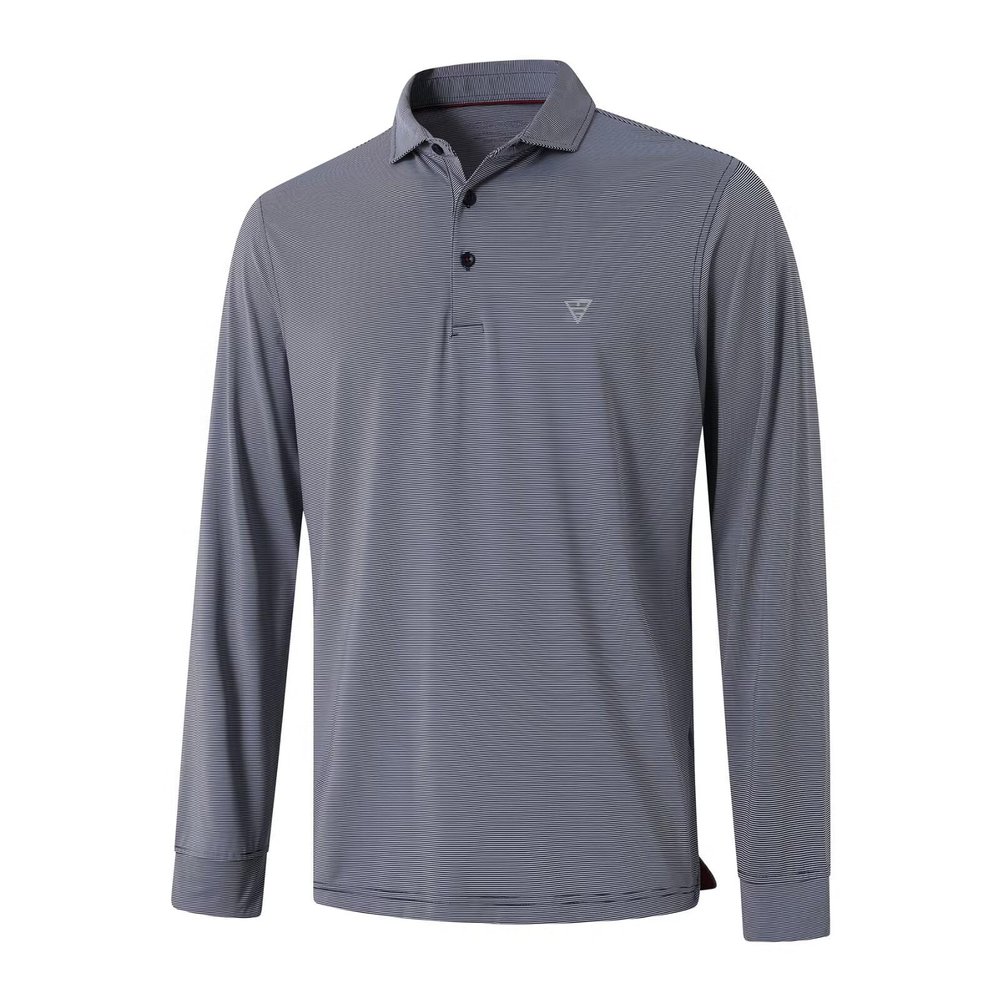 Mens Golf Shirts Dry Fit Performance Pin Striped Moisture Wicking Casual Golf Polo Shirts for Men