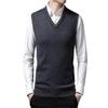 Rfmfkkg Men Vest Sweater Casual Sleeveless V-Neck Solid Color Slim Fit Knitted Sweater Threaded Hem Darkgray Vest Men XXXL 80-90 KG view 1