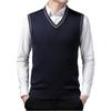 Rfmfkkg Men Vest Sweater Casual Sleeveless V-Neck Solid Color Slim Fit Knitted Sweater Threaded Hem Darkgray Vest Men XXXL 80-90 KG view 2