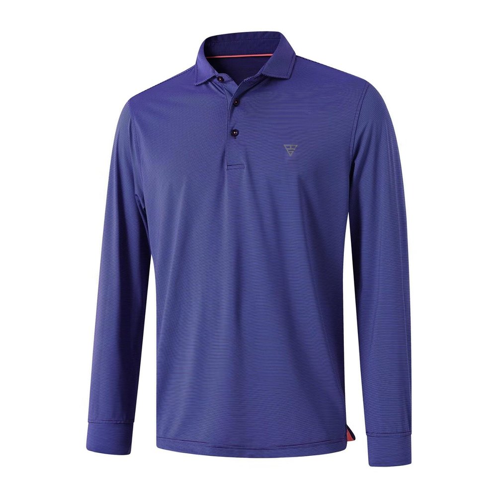 Mens Golf Shirts Dry Fit Performance Pin Striped Moisture Wicking Casual Golf Polo Shirts for Men