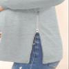 Women's Maternity Shirts Long Sleeve Sweatshirt Zipper Split Side Pregnancy Casual Tunic Top Grey view 4