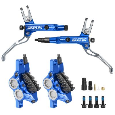 BUCKLOS IIIPRO E4 MTB 4 Pistons Mountain Bike Hydraulic Disc Brake Set Front 835mm and Rear 1550mm with Ceramic Brake Pad for Bicycle/E-Bike (Pre-Bled)