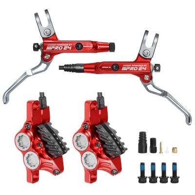 BUCKLOS IIIPRO E4 MTB 4 Pistons Mountain Bike Hydraulic Disc Brake Set Front 835mm and Rear 1550mm with Ceramic Brake Pad for Bicycle/E-Bike (Pre-Bled)