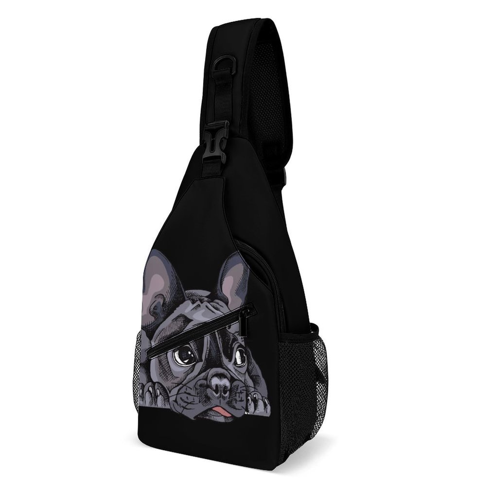 XSCQ French Bulldog Portrait Sling Bag Full Print Crossbody Backpack Shoulder Bag Lightweight One Strap Travel Hiking Daypack