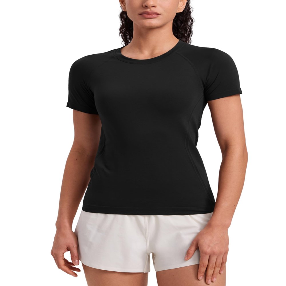 CRZ YOGA Seamless T-Shirt Hip Length Black Medium