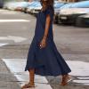 Women's Boho Style Short Sleeve Dress Casual Ruffle Hem Dress Plus Size Layered Maxi Long Beach Sundress (V-Color 7,5X-Large) view 3