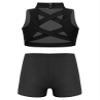 Yartina Flower Girls 2 Pieces Active Clothes Set Crop Tank Tops with Shorts Gymnastics Dance Outfits Black 12 Years view 2