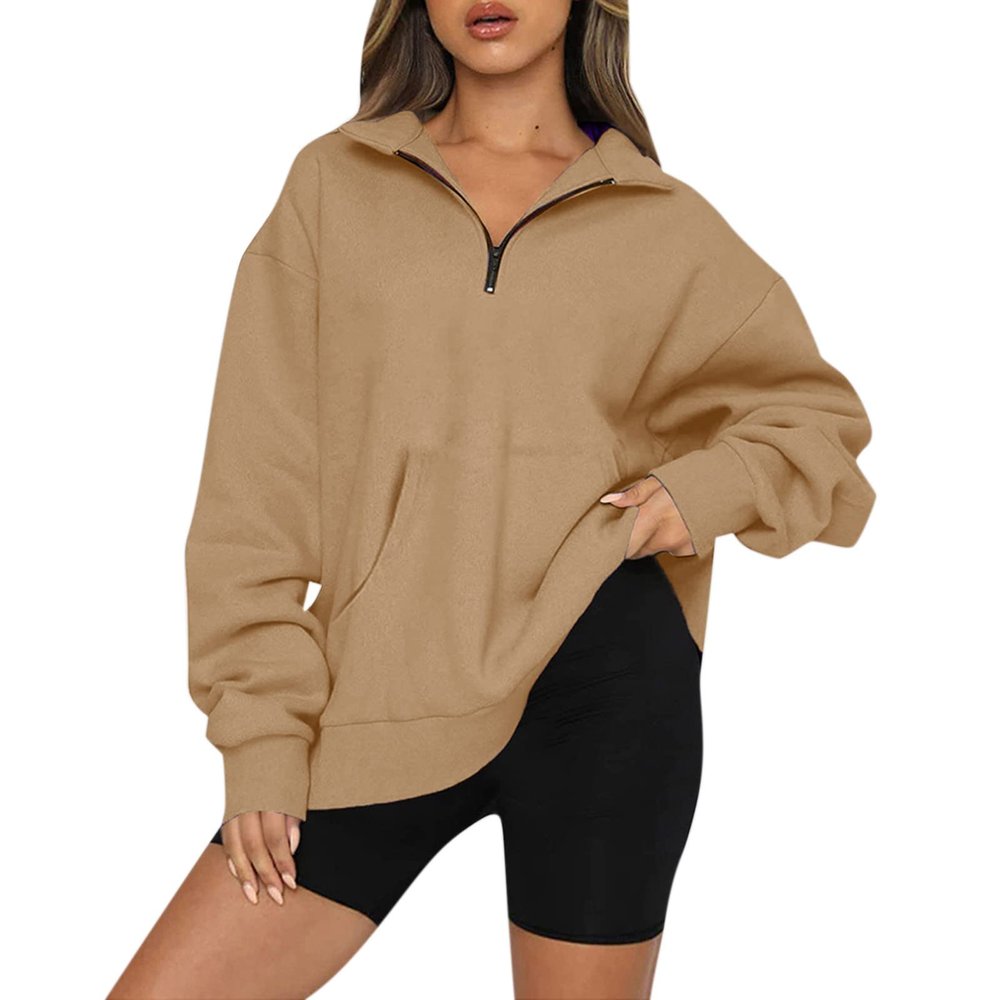 SHAOBGE Women's Oversized Sweatshirt Half Zip Long Sleeve Shirts Casual Loose Fit Pullover 2023 Fall Teen Girls Y2K Clothes