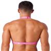 QinCiao Men's PU Leather Crop Halter Top Backless Sleeveless Tank Tops Bodycon Shirts for Rave Club Pink X-Large view 4