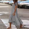 Women's Boho Style Short Sleeve Dress Casual Ruffle Hem Dress Plus Size Layered Maxi Long Beach Sundress (V-Color 4,4X-Large) view 4