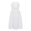 Hedmy Flower Girls Dress Sleeveless Halter Dance Costume Wedding Pageant Bridesmaid Evening Party Ball Gown White 14 Years view 2