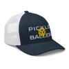 RIVEMUG Pickleball Hat Pickle Baller Premium Trucker Hat Curved Bill Mid Crown Pickleball Adjustable Cap for Men and Women Navy/White view 4