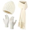 Premillow Womens Winter Hat Beanie+Long Scarf+Touch Screen Gloves Set, Skull Caps Neck Scarfs for Women/Men, Winter Gloves Set with Warm Knit Fleece Lined for Cold Weather, Mixed khaki view 1