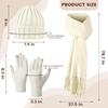 Premillow Womens Winter Hat Beanie+Long Scarf+Touch Screen Gloves Set, Skull Caps Neck Scarfs for Women/Men, Winter Gloves Set with Warm Knit Fleece Lined for Cold Weather, Mixed khaki view 2