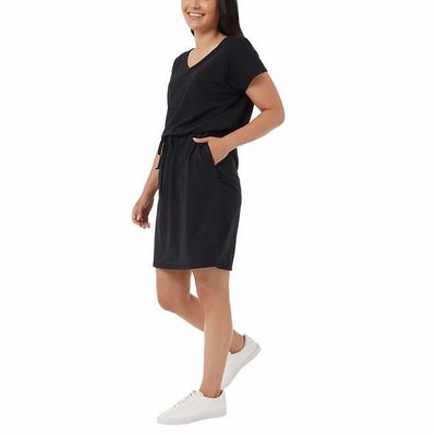 32 Degrees Ladies' Side Pockets, Drop Shoulder, Stretch Comfort, V-Neck, Soft Lux Dress | Black, Large