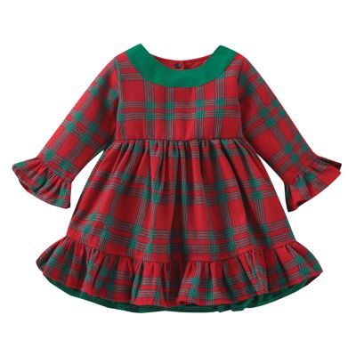 6M to 5 Years Little Girls 2023 Toddler Girls Christmas Long Sleeve Plaid Prints Dress Xmas Party (Red, 4-5 Years)