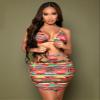 Allover Print Tie Backless Halter Top & Bodycon Skirt (Color : Multicolor, Size : Small) view 1