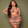 Allover Print Tie Backless Halter Top & Bodycon Skirt (Color : Multicolor, Size : Small) view 2